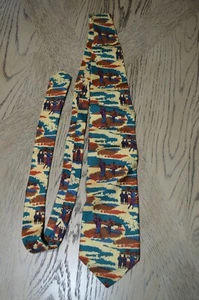 Vintage Scottish Golf Tie 100% Silk Brixton LTD Hand Printed in England - Bild 1 von 4
