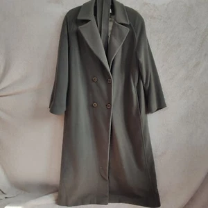 Henry White Ireland Vintage Womens Longline Olive Green Coat Wool Cashmere Uk 16 - Picture 1 of 18