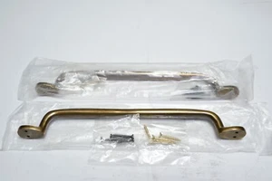 Nuevo Lote de 2 Manijas de Tirador de Latón Antiguo Sin Lacar de 10 1/4" de Longitud con Herrajes - Imagen 1 de 5