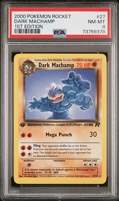 Pokemon TCG 2000 Rocket 1st Edition Non Holo Dark Machamp #27  PSA 8 NM-MT - Image 1 of 2