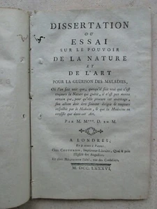 POUVOIR DE LA NATURE pour la guérison des maladies, 1786. - Foto 1 di 7