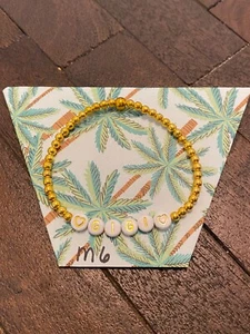 NUEVO BRAZALETE ELÁSTICO CON CUENTAS HECHO A MANO #M6 CUENTAS DE METAL ORO GIGI JOYERÍA - Imagen 1 de 1