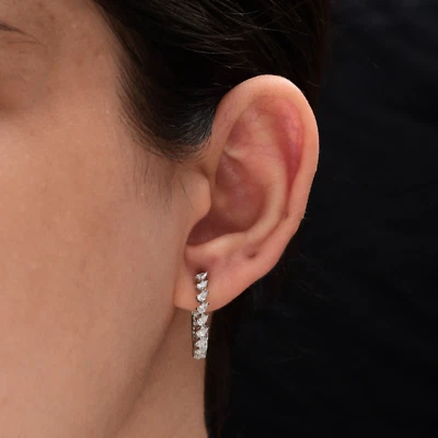 0.79 Ct Lab Grown CVD Pear Diamond Hoop Earrings Birthday Gift 18k White Gold - Image 1 of 4