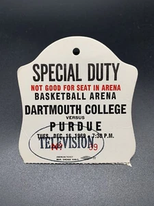 1969 Dartmouth v. Purdue Special Duty Television Pass Ticket 12/16/1969 Rare! - Picture 1 of 2
