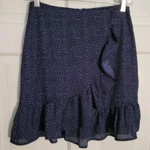 GB GIRLS navy Blue Polka Dot Faux Wrap Ruffle Skirt M - Picture 1 of 6