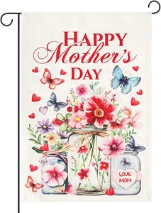 Mothers Day Garden Flag, 12X18 Inch Double-Sided Happy Mothers Day Yard Sign Wel - Picture 1 of 7