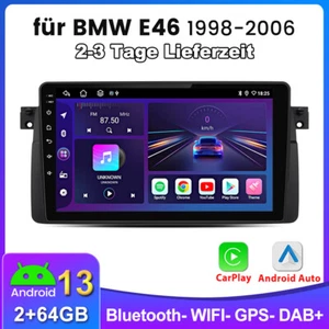 Für BMW 3er E46 1999-2005 Android 13 9"Autoradio mit GPS Navi CarPlay WiFi 2+64G - Bild 1 von 13