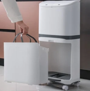 Plastic Recycling Bin Rubbish Dustbin Kitchen Compartment Pedal Waste Bin & Lid - Picture 1 of 8