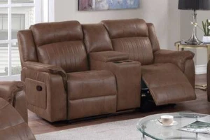 Contemporary Manual Motion Loveseat w Console 1pc Couch Living Room Furniture Da - Picture 1 of 5