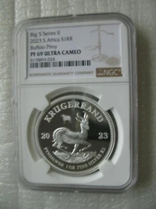 South Africa Krugerrand 2023 Silver Proof 1OZ Coin Buffalo Privy NGC PF69 - Picture 1 of 4