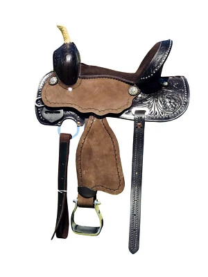 Jóvenes - Niños Floral Tooled Western Horse Barrel Saddle Tack Set 10" 11" 12" 13" Foto 1 de 3