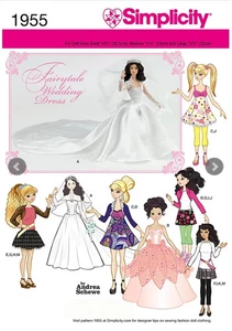 1955 Simplicity Fashion Doll Clothing Pattern in 3 sizes - New uncut - Picture 1 of 1