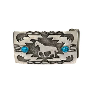 Emerson Kinsel, Hebilla, Kingman Web Turquesa, Plata de Ley, Navajo, 1 1/2" - Imagen 1 de 3