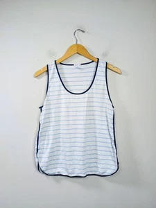 LAKE Tank Pajama Top Blue Stripe 100% Pima Cotton Medium - Picture 1 of 3