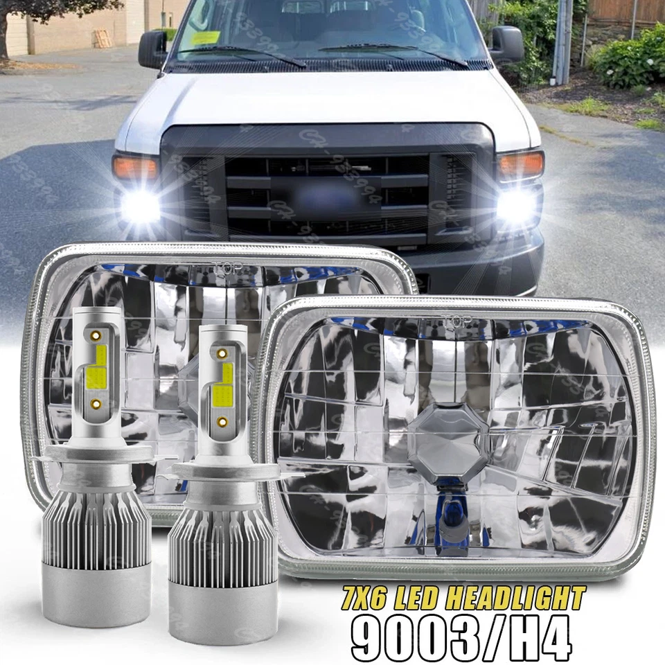 Pair 7X6" 5X7" LED Headlight Fit For Ford E-100 E-150 E-250 E350 Econoline - Image 1 of 4