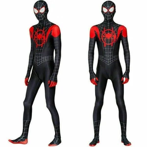 Adult Men Boys Spiderman Into the Spider-Verse Miles Morales Costume Cosplay HOT - Picture 1 of 11