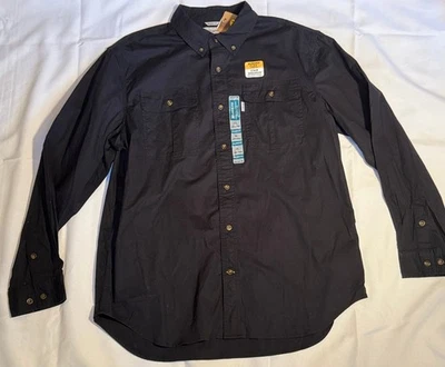 CARHARTT MEN'S XL BLACK RUGGED FLEX RELAXED FIT BUTTON DOWN L/S SHIRT, NWT - Image 1 of 4