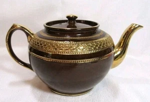 Sadler Staffordshire England Vintage braun mit schwerem Gold Teekanne mit Deckel GC - Bild 1 von 4