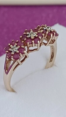 Ruby/Diamond 9k Gold Ring.  Size P - Image 1 of 4