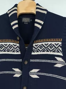 Pendleton Wool Sweater Vest Shawl Collar Size XL Geometric Cowichan Pattern - Picture 1 of 5