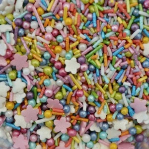 Rainbow Themed Pastel Edible Pearls Sprinkles Confetti Cake Decorations - Picture 1 of 3