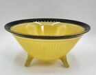Vtg Czech "Tango" Art Deco Glass Bowl Footed Base Yellow & Black Style Fired-On 