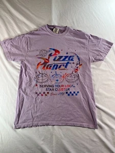 Disney Pizza Planet Comfort Colors Purple Shirt Size M Womens Pixar Toy Story - Picture 1 of 9
