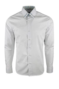 Camisa informal con estampado de flores Memphis 1819 de diseño italiano para hombre M125 blanca pequeña-3XL - Imagen 1 de 5