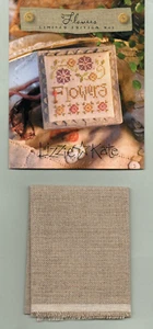 LIZZIE KATE "FLOWERS" LIMITED ED CROSS STITCH CHART + FABRIC (K64) 2013 - HTF - Picture 1 of 1