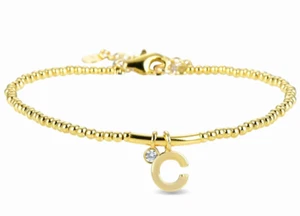Pulsera plata de ley 925 Chapada Oro Luxenter BH184Y999C circonita-Letra C - Imagen 1 de 6