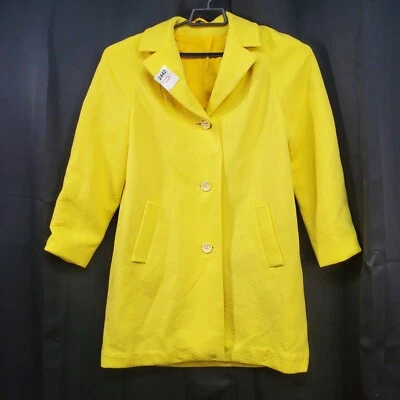 Jaqueta feminina Verona of London vintage 12 amarela em relevo malha dupla longa anos 50 anos 60 - Imagem 1 de 4
