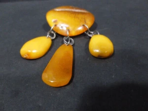 ELEGANT BROOCH PIN TRUE ANTIQUE & AUTHENTIC (EGG YOLK AMBER ) HIGH END 7367 - Picture 1 of 4