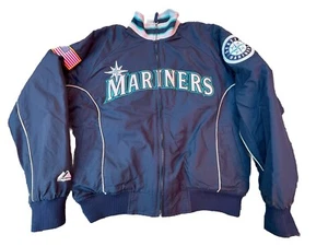 Vintage MLB Majestic Seattle Mariners Full Zip Fleece Lined Jacket Sz L - Picture 1 of 9