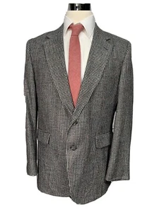 Stafford Mens Silk & Wool Blend Houndstooth Classic Sports Coat 44R - Picture 1 of 8