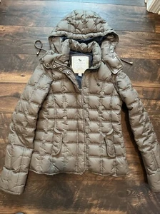 0301A ABERCROMBIE & FITCH Hooded Winter Jacket Size Medium Green Down Filled - Picture 1 of 6