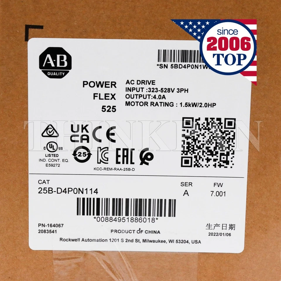 Nuevo sellado Allen Bradley 25B-D4P0N114/A PowerFlex AC Drive 25BD4P0N114 Foto 1 de 1