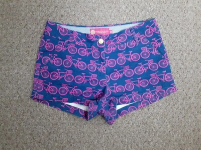 Женские шорты Macbeth Collection размер XS неоново-розовые велосипеды на синем индиго  - Изображение 1 из 4