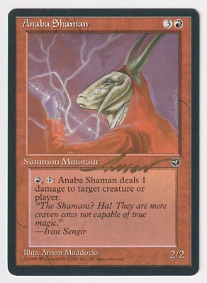 Gold Signed Anaba Shaman LP Homelands Artist Anson Maddocks 1995 WOTC MTG Magic! - Image 1 of 2