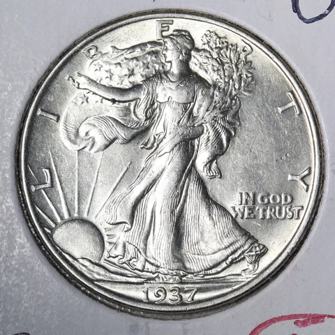 1937 Walking Liberty Silver Half Dollar CHOICE BU *UNCIRCULATED* MS E385 KEE Cover