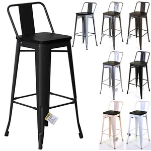 Metal Bar Stool Seat Chair Breakfast Bar Stool Industrial Vintage Kitchen Set  - Picture 1 of 50