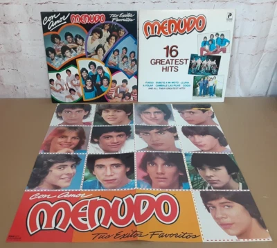MENUDO vinyl LP lot CON AMOR Tus Exitos Favoritos POSTER 16 Greatest Hits Ricky - Image 1 of 4