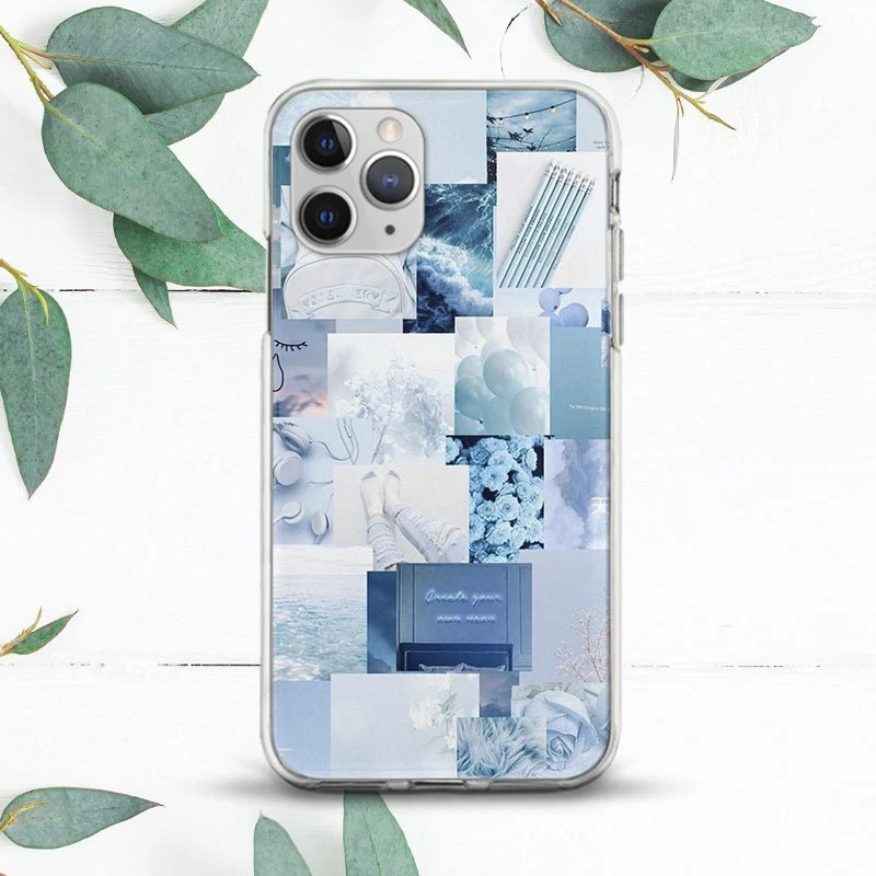 Aesthetic Light Blue Collage Case For iPhone 7 8 X SE 11 12 13 14 15 Pro Max XR - Image 1 of 1