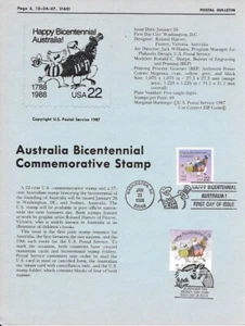 #2370 22c USA-Australia Postal Bulletin tied w/FD Cancels on Joint Issue - Bild 1 von 1