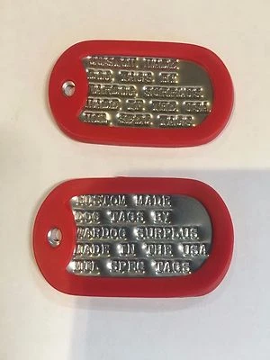 MILITARY CUSTOM ID DOG TAGS WITH CHAIN & SILENCERS OFFICIAL GI ARMY USMC SPEC  - Image 1 of 4
