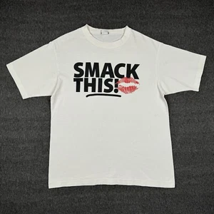 Vintage Smack This T-Shirt Men’s Large White Lipstick Funny Joke 80s USA - Picture 1 of 9