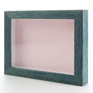 Rustic Blue 24x30 Wood Shadow Box With Pink Acid-Free Backing 13/16 Usable Depth - Picture 1 of 7