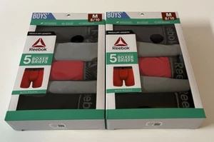 2X Reebok 5 Pack Boys Boxer Size Briefs M 8-10 "Brand New In Box" - Picture 1 of 2