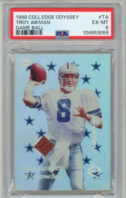 Pelota de juego Collector's Edge Odyssey 1998 TA TROY AIKMAN COWBOYS HOF PSA 6 Foto 1 de 2
