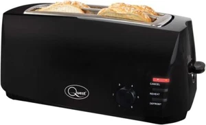 Quest 4 Slice Toaster Black - Extra Wide Long Slots for Crumpets and - Picture 1 of 8