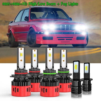 for BMW 325I 325IS 325IX 1988 1989 6000K LED Headlights Fog Lights Bulbs Combo - Image 1 of 4